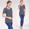 Casual Dresses Summer Striped Maternity Short Sleeved T Shirt Round Neck Cotton Lactation Dress Tee For Women Women's