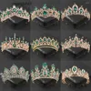 Fermagli per capelli Diademi e corone di cristallo verde barocco Strass Prom Accessori da sposa da sposa Gioielli Corona Tiara per le donne Regalo sposa