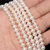 Naszyjniki 100% prawdziwe naturalne perełki dla słodkowodnej perłowej do biżuterii wytwarzają ziemniaki okrągłe białe perły luźne koraliki DIY Bransoletka naszyjnik 14 ”