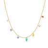 Pendant Necklaces JHSL Children Girl's Women Colorful Stone Charm Stainless Steel Chain Gold Color Fashion Party Jewelry