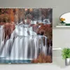 Shower Curtains Waterfall Landscape Flower Birds Shower Curtains Summer Natural Scenery Waterproof Curtain Home Bathroom Decor Cloth R230830