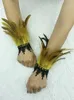 Mittens Natural Feather Sleeve Cuffs Gloves Party Cosplay Lace Wrist Cuffs Fur Sleeve Furry Accessories Carnival Stage Show Costume 230830