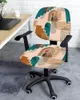 Chair Covers Flower Silhouette Lines Retro Medieval Elastic Armchair Computer Cover Removable Office Slipcover Split Seat