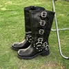 Boots Womens Trend Platform Combat Heel Buckle Vintage Fashion Casual Luxury Western Mid Calf Woman 230829