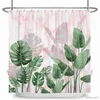 Cortinas de chuveiro folhas verdes planta flor borboleta cortina de chuveiro animal selvagem tecido à prova d' água cortina de banho decoração de banheiro r230830