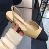 أحذية عالية الكعب للأزياء جلد أصلي مفتوح على الكعب المكتنزة الرسمي Slingbacks Sandals Ballet Plat Designer Shoe Loafer Designer Woman