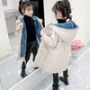 ダウンコートキッズ冬のコート子供女の子服ロングジャケットベビーガールフェイクファーカラーアウタースノースーツスクールパーカー