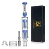 Kit de collection de nectar Phoenixstar - Bubbler en verre, clou en titane, plat en verre et un ensemble de tampons portables à clip stell en acier inoxydable pour concentrés