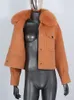 Mulheres misturas de lã cxfs jaqueta de inverno feminino casaco de pele real gola natural bolso curto outerwear streetwear moda 230830
