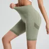 Pantaloncini attivi da donna Yoga elasticizzati a vita alta per motociclisti Pantaloni slim al ginocchio Ciclismo Palestra Sport senza cuciture