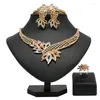 Halsband örhängen set dubai 18k guldpläterade smycken nigeria pärla för traditionell äktenskap kvinna bröllop juvelverk