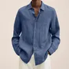 Camisas casuais masculinas 2023 moda turn-down colarinho algodão linho para homens cor sólida camisa de manga longa homens botão cardigan