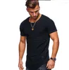 T-shirt da uomo 2023 Camicia di cotone estiva da uomo T-shirt a maniche corte con foro moda Solid Spring O Neck Top Maglietta casual