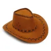 Szerokie brzegowe czapki wiadra Western Cowboy Travel Caps for Women Men's zamszowe vintage mężczyzn z Cowgirl Jazz Cap 230830