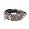 Dog Collars leashes wholesale-2inch wide Sharp Spikes studded Horn Nails Leather for Pitbl Mastiffサイズ