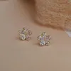 Boucles d'oreilles WPB S925 en argent sterling pour femmes, bijoux à paillettes en forme de fleur et de diamant pour cadeau de vacances pour filles