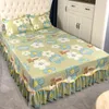 Saia de cama decoração de quarto de meninas estilo princesa quatro estações protetor de colchão universal padrão de flores