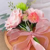 Decorative Flowers Rose Artificial Flower Pink White Plastic Bouquet Wedding Decoration Chairs Aisles Church Pews Arches Fake