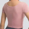Camisas ativas cabidas prateleira sutiã esporte feminino fitness colheita superior manga curta yoga camisa recortada correndo t-shirts verão ginásio roupas esportivas treino