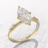 밴드 반지 Huitan AAA Crystal Marquise Cubic Zirconia for Women Fashion Thin Ring Engagement Wedding Accessories 문장 230829