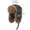 Czapki czapki/czaszki HT4098 Rosyjska kapelusz gruby ciepły skórzany zimowy kapelusz mężczyźni kobiety Windproof Puszysty futra Bomber Hat Ski Earflap Cap Russian Ushanka Hat 230830