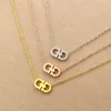 Korean Letters Nice Designer Pendant Necklaces for Women Simple Korea Fashion Hollow 18K Gold Stainless Steel Link Chain Choker Necklace Jewelry