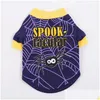 Vêtements pour chiens Halloween Chiens Chemise Chiot Animaux T-shirt Costume Fantôme Tenues Mignon Citrouille Chiot Vêtements Pour Petits Chiens Chats Pet Drop Del Dh1Ah