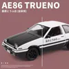 Diecast Model car 1/20 Movie INITIAL D AE86s Alloy Car Model Diecast Metal Toy Vehicles Modelo de carro High Simulation Sound Light Collection Kids Gift 230829