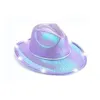 Party Hats Led Light Up Cowboy Neon Cowgirl Hat Holographic Rave Fluorescent With Adjustable Windproof Cord For Halloween Costume Dr Dh5Si