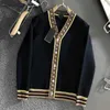 European Station Designer Ladies Double F Letter Ribbon Jacquard Sweater Patchwork Knit Cardigan Autumn and Winter New V-Neck Coat for Women Jacket