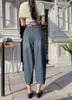 Women's Jeans Female 2023 Summer Thin Material Banana Pants Retro Deep Blue Loose Waist Grandma Wide Leg Cropped