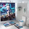 Duschgardiner anime duschgardin påverkan 3d tryck badmatta set tecknad flicka badgardin anime badrum barn present R230830