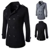 Mens Wool Blends Overcoat Trench Coats Winter Male Pea Double Breasted Coat Brand Clothing W01 230829