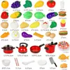 Küchen spielen Essen, Kinderküche, Schneidespiele, Plastikspielzeug, so tun, als ob Obst und Gemüse Zubehör mit Einkaufskörben, Geschenken 230830