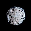 Sparkly Silver Plated Clear Rhinestone Crystal Flower Diamante Brooch Bouquet Party Pins