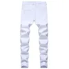 Mens Jeans Branco Moda Hip Hop Rasgado Homens Skinny Denim Calças Slim Fit Stretch Angustiado Zip Jean Calças de Alta Qualidade 230830