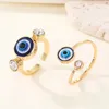 Zircon Round Evil Eye Finger Rings For Women Men Punk Bling Simple Turkish Blue Eye Justerbar Ring Wedding Party Jewelry