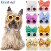 Dog Apparel 2PcsSet Pet Headband Summer Beach Sunglasses Grooming Party Pography Props Cat Bow Hair Accessories 230829