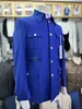 Herenpakken Blazers Cenne Des Graoom Safari Heren Gouden Knoop Vierkante Kraag TailorMade Formeel Casual Zakelijk Officiële kleding Kostuum Homme Blauw 230829