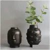 Vases Décor à la maison Vase en céramique créatif pour fleurs visage humain conception de lèvres salon pots de plantes décoratif esthétique livraison directe Gar Dhtr4