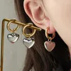 Pendientes de aro Declaración de moda Minimalista Color dorado Mezclado Corazón sólido Colgante Estilo callejero Joyería coreana