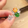 Cluster Rings Zyh Solid 18k Gold Nature Green Tsaverite Gemstone 2.25CT For Women Fine SMEEXKE Presents the Six-Word Advonition