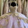 Lavanda dulce 16 vestido para quinceañeras 2024 fuera del hombro Apliques De encaje cuentas princesa vestido De fiesta Vestidos De 15 anos