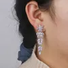 Hoop Huggie ZAKOL Luxury Gorgeous Marquise Cluster Flower Shape Cubic Zirconia Long Dangle Drop Earrings for Brides Wedding Jewelry EP005 230829