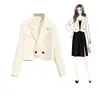Women's Suits Chic Elegant Casual Fashion Long Sleeve Vintage Temperament Professional Office Lady Solid Blazers Outerwear Top