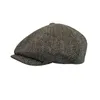 Bérets casquette en laine pour hommes, chapeaux sboy de haute qualité, marque d'hiver à chevrons, chapeau plat marron pour femmes BJM19 230829