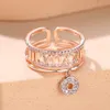 Band Rings Vintage White Zircon Letter Ring Rose Gold Color роскошная женская свадьба для женщин круглое свисание подарки подарка 230830