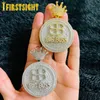 Pendant Necklaces Iced Out Bling CZ Crown Round Letter Big B Pendant Necklace Cubic Zirconia Bitcoin Charm Men Women Fashion Hip Hop Jewelry 230830