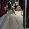 Sexig älskling bollklänning quinceanera klänningar långärmade pärlor kristall spetsar cinderella prinsessa födelsedagsfest vestidos de