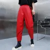 Pantaloni da donna Harun Primavera Autunno Rosso Vera pelle Elastico in vita alla caviglia Pelle di pecora Pendolarismo Casual